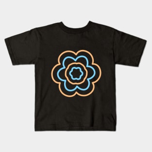 Orange and light blue flower Kids T-Shirt